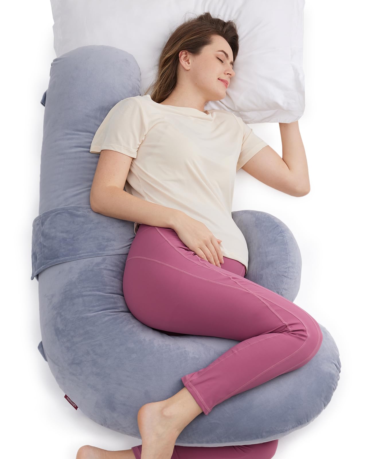 Momcozy Pregnancy Pillow, Original F Shaped Maternity Pillow for Pregnant Women with Adjustable Wedge Pillow, Full Body Support Pregnancy Pillows for Side Sleeping