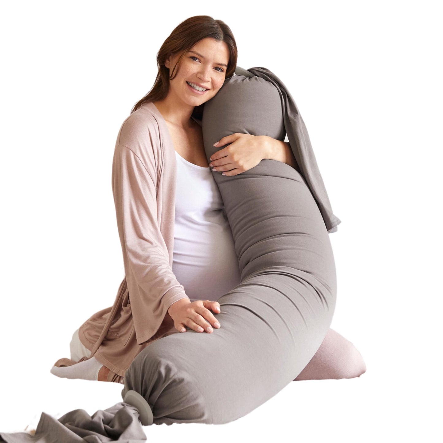 bbhugme Adjustable Pregnancy Pillow – Full Body Support for Side Sleeping - Adjustable Firmness and Shape - Supports Back, Legs, Belly, HIPS for Pregnant Women - Removable Cover