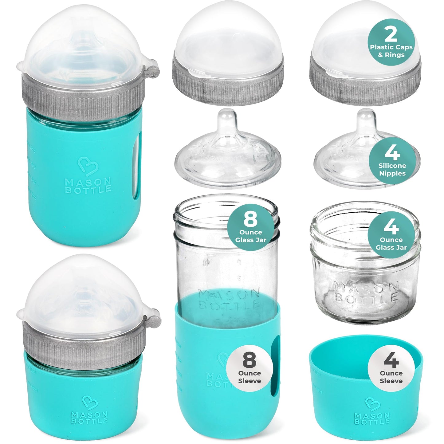 Mason Bottle Baby Glass Bottle Gift Set & Breastmilk Storage Set
