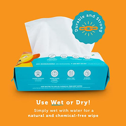 Whoopsie Wipes – The Original 100% Pure Cotton Dry Baby Wipes (1200 Count)