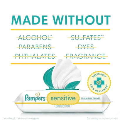 Pampers Baby Wipes Sensitive Perfume Free Pop-Top Packs