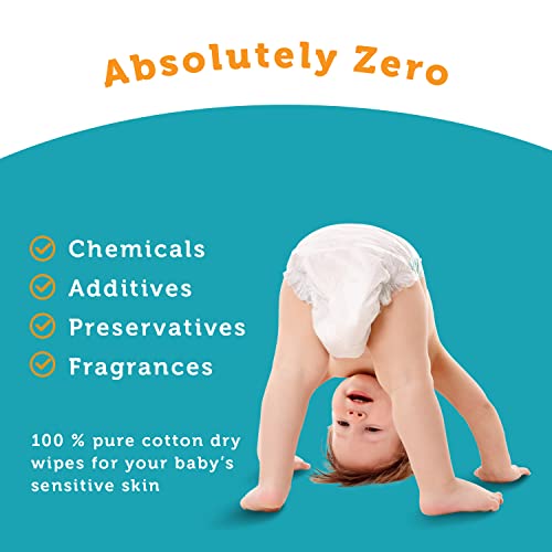 Whoopsie Wipes – The Original 100% Pure Cotton Dry Baby Wipes (1200 Count)