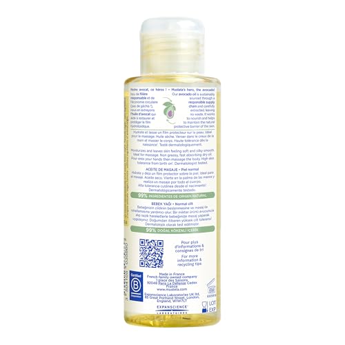 Mustela Baby Oil - Moisturizing Oil for Massage - with Natural Avocado, Pomegranate & Sunflower Oil - From birth on - 3.38 fl. Oz