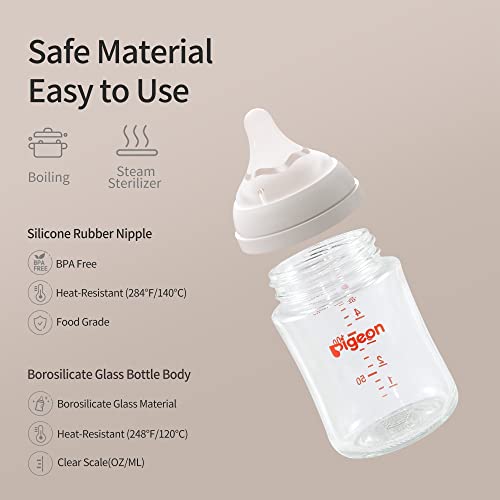 Pigeon Mixed Size Anti-Colic Glass Baby Bottle Starter Bundle