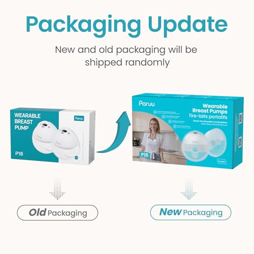 Paruu Hands Free Breast Pump P16, Wearable Breast Pump Electric Portable with 4 Modes & 12 Levels, Max 309mmHg Strong Suction 19/21/24mm Flange Inserts Wearable Breastfeeding Pump, 2 Pack White
