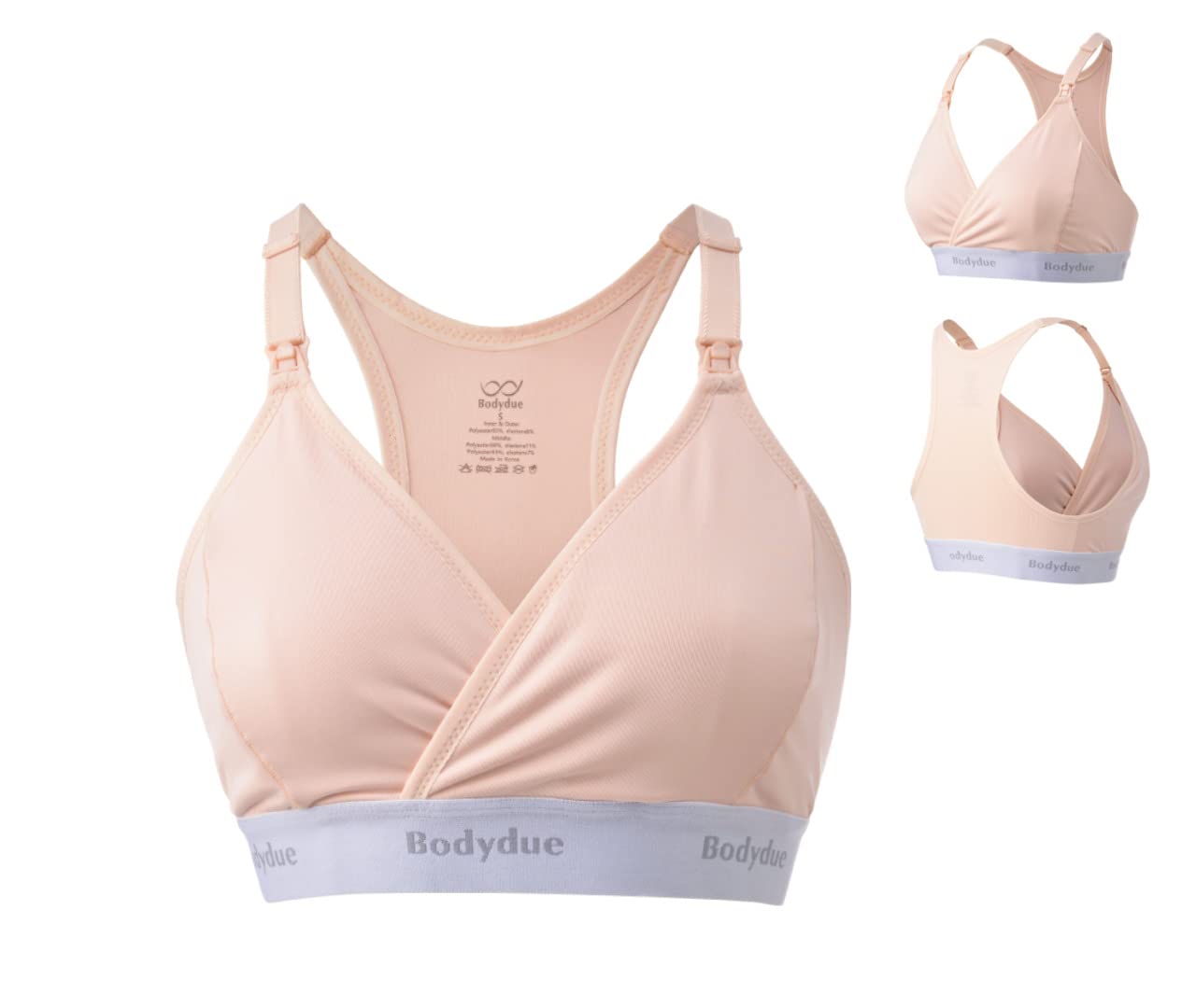 Bodydue Absobra Nursing Pad-Free Nursing Bra for Easy Breastfeeding Maternity Essential Wireless Full-Coverage Comfort