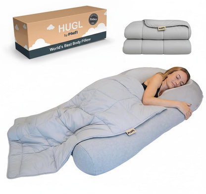 Hugl Cooling Body Pillow for Adults, Kids, and Pets. U Shaped Maternity Pillow, Great for Side Sleepers & Pregnant Women, Plush & Supportive with Machine Washable Cover, Pregnancy Must Haves
