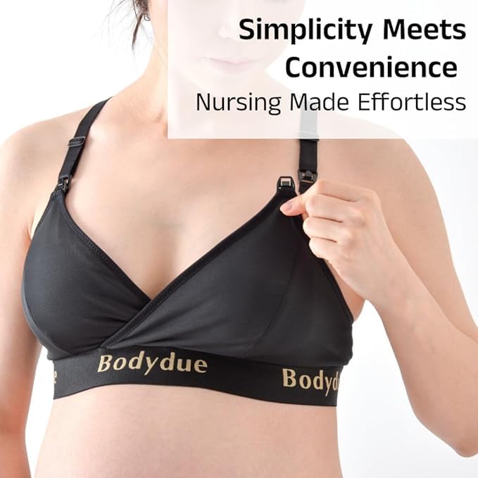 Bodydue Absobra Nursing Pad-Free Nursing Bra for Easy Breastfeeding Maternity Essential Wireless Full-Coverage Comfort