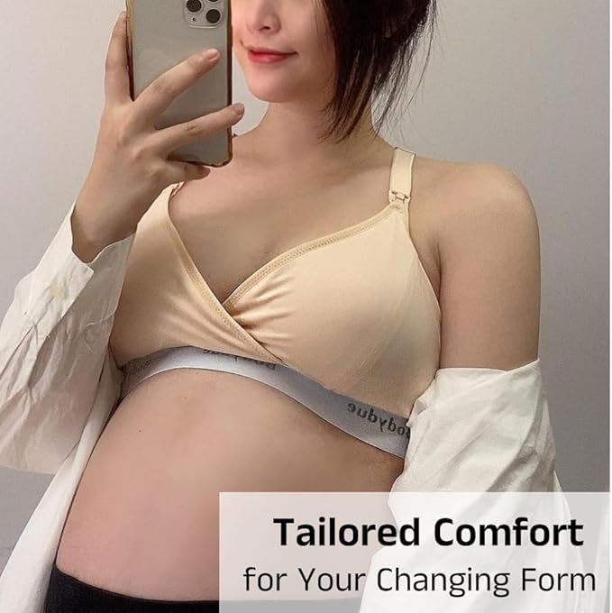 Bodydue Absobra Nursing Pad-Free Nursing Bra for Easy Breastfeeding Maternity Essential Wireless Full-Coverage Comfort