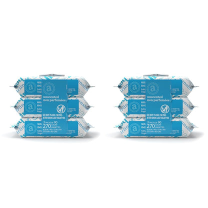 Amazon Elements Baby Wipes, Unscented, Hypoallergenic, Alcohol-Free, With Aloe and Vitamin E,Flip-Top Packs