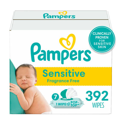 Pampers Baby Wipes Sensitive Perfume Free Pop-Top Packs