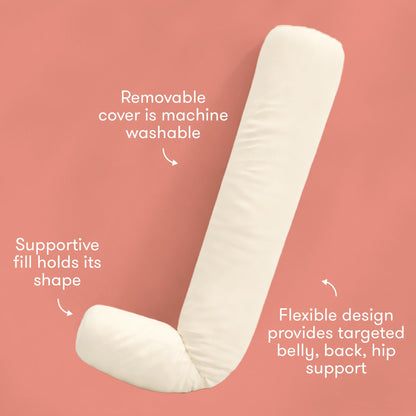 Frida Mom Full Body Support Pregnancy Pillow, Cooling Pregnancy Pillow, Wraps Around for All Over Support, Extended Length to Support from Head to Toe, Easy to Clean, Compact Storage Bag