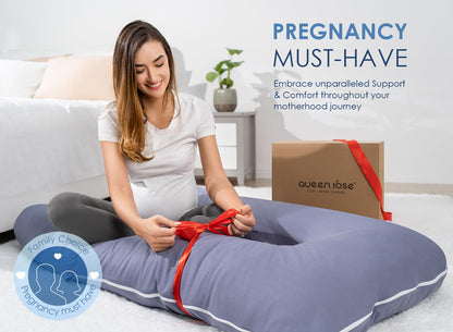 QUEEN ROSE Pregnancy Pillow, U Shaped Full Body Pillows for Sleeping Support, Maternity Pillow for Pregnant Women