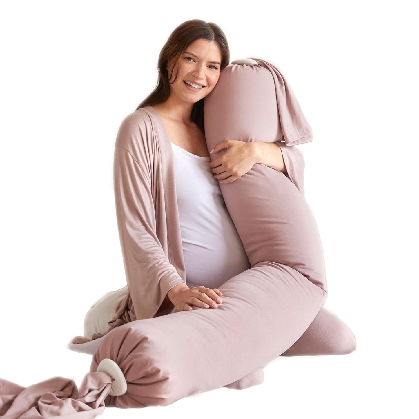 bbhugme Adjustable Pregnancy Pillow – Full Body Support for Side Sleeping - Adjustable Firmness and Shape - Supports Back, Legs, Belly, HIPS for Pregnant Women - Removable Cover