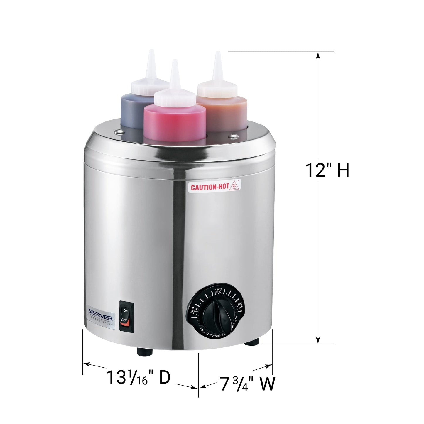 Server Products Signature Touch Squeeze Bottle Warmer (Fits 3), Heat Condiments Toppings and Sauces, Stainless Steel, Model 86810