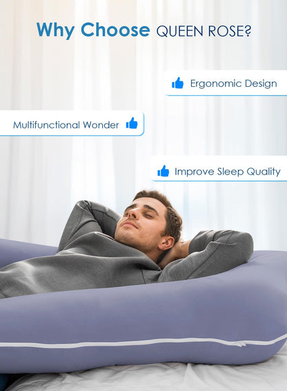 QUEEN ROSE Pregnancy Pillow, U Shaped Full Body Pillows for Sleeping Support, Maternity Pillow for Pregnant Women