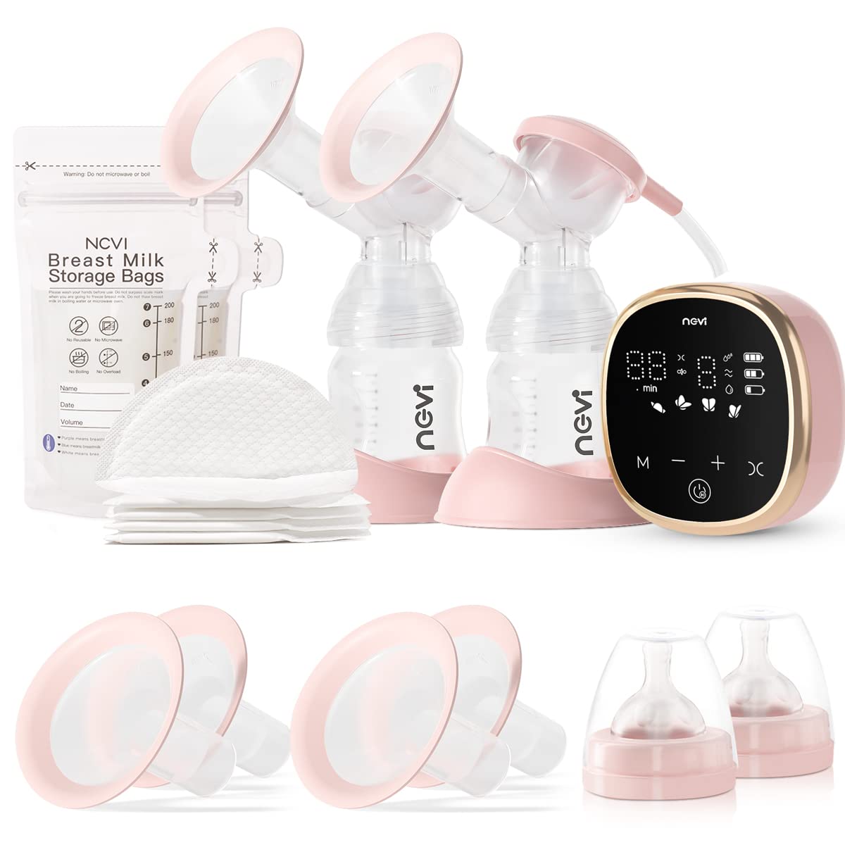 NCVI Electric Breast Pump, Portable Hospital-Grade Double Pump with 4 Modes & 9 Levels