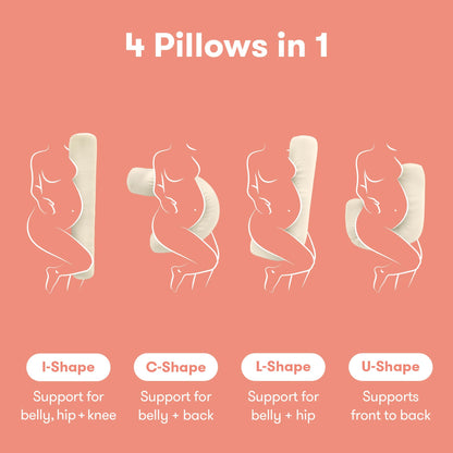 Frida Mom Full Body Support Pregnancy Pillow, Cooling Pregnancy Pillow, Wraps Around for All Over Support, Extended Length to Support from Head to Toe, Easy to Clean, Compact Storage Bag