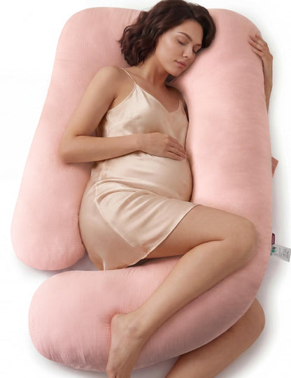 Momcozy Pregnancy Pillows, U Shaped Full Body Maternity Pillow with Removable Cover - Support for Back, Legs, Belly, Hips for Pregnant Women, 57 Inch Pregnancy Pillows for Sleeping