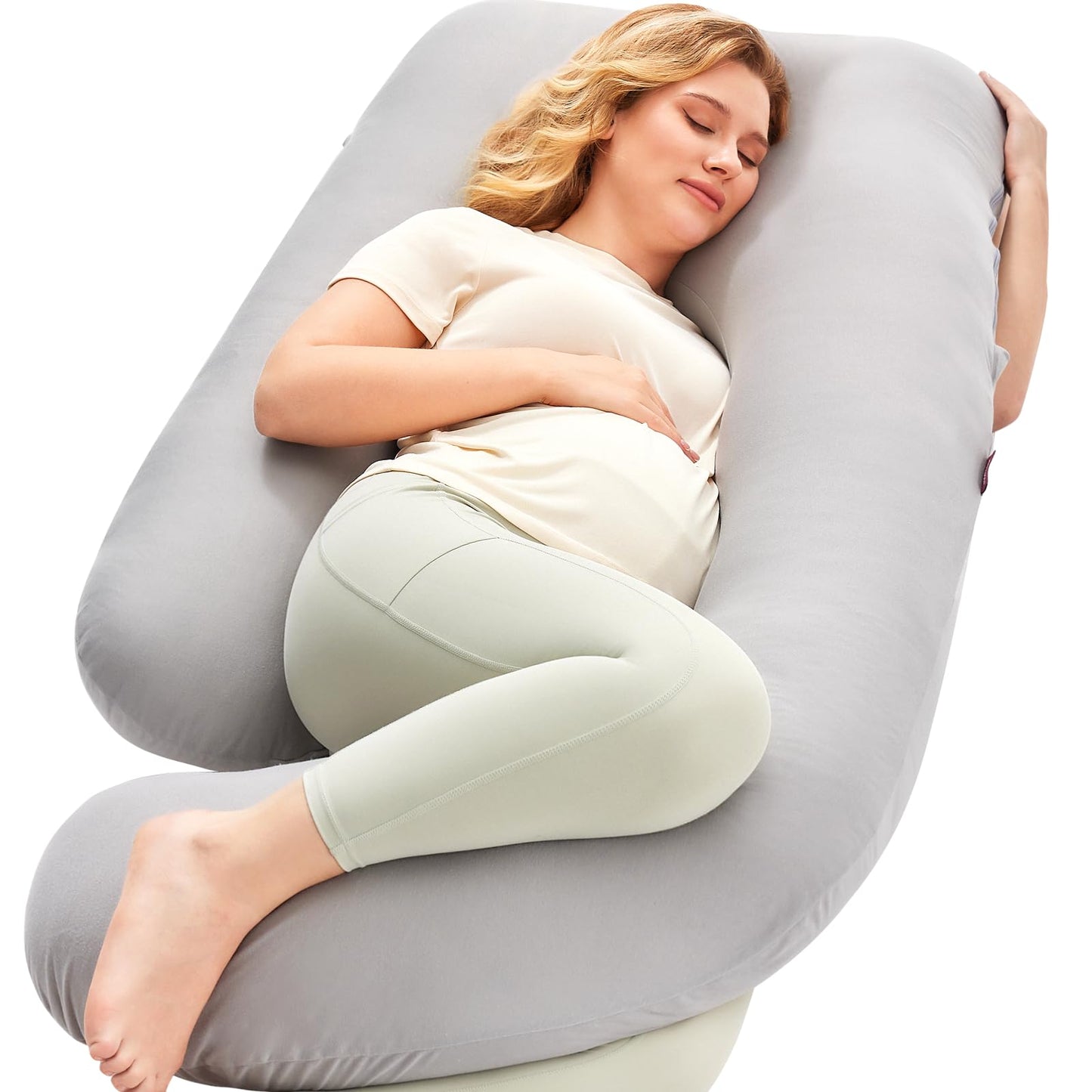 Momcozy Pregnancy Pillows, U Shaped Full Body Maternity Pillow with Removable Cover - Support for Back, Legs, Belly, Hips for Pregnant Women, 57 Inch Pregnancy Pillows for Sleeping