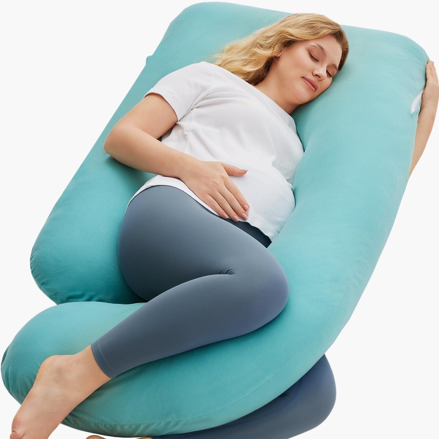 Momcozy Pregnancy Pillows, U Shaped Full Body Maternity Pillow with Removable Cover - Support for Back, Legs, Belly, Hips for Pregnant Women, 57 Inch Pregnancy Pillows for Sleeping