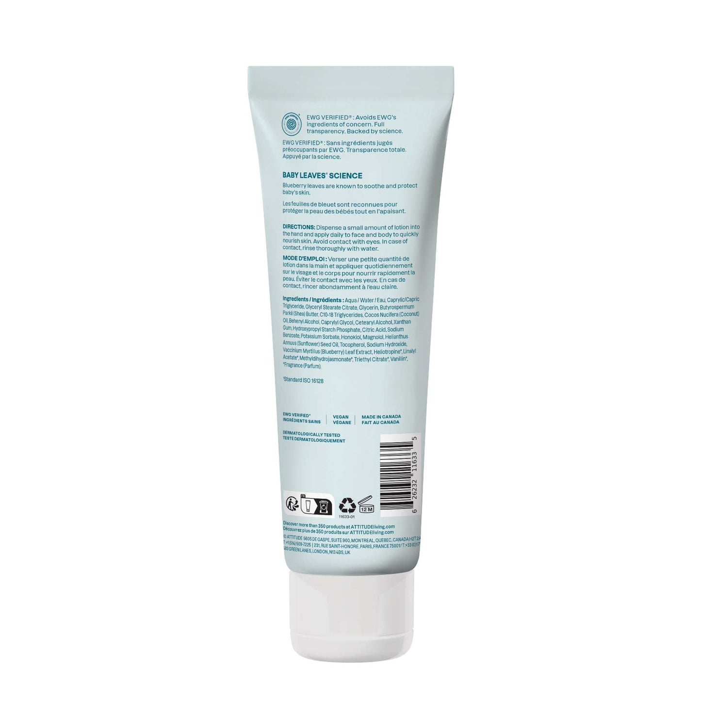 ATTITUDE Baby Lotion, EWG Verified Moisturizer, Dermatologically Tested Moisturizing Cream, Vegan, Unit
