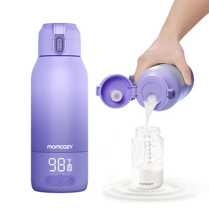Momcozy Portable Bottle Warmer for Travel, Dual Heating Modes for Breast Milk & Water, Portable Milk Warmer with Fast Heating & Long Battery Life, 17 Ounces Large Capacity to Meet Your All-Day Needs