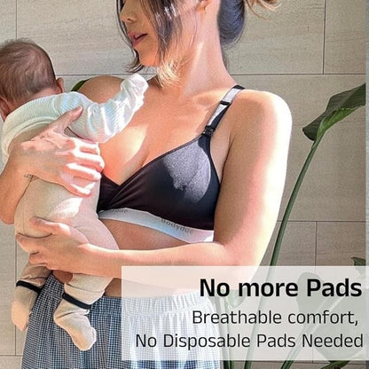 Bodydue Absobra Nursing Pad-Free Nursing Bra for Easy Breastfeeding Maternity Essential Wireless Full-Coverage Comfort