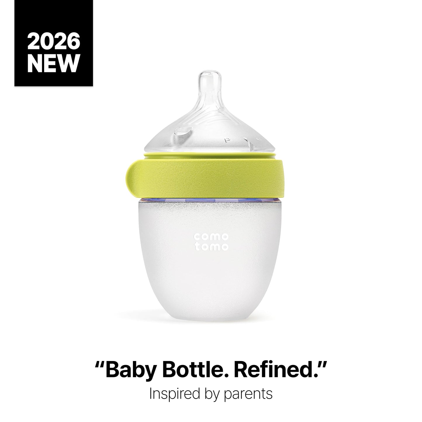Comotomo Silicone Baby Bottle Gen 2 – 2026 Release (5oz) – True Slow-Flow Nipple for Newborn Feeding (0-3 Months) with Dual Anti Colic Vents for Breast to Bottle Transition