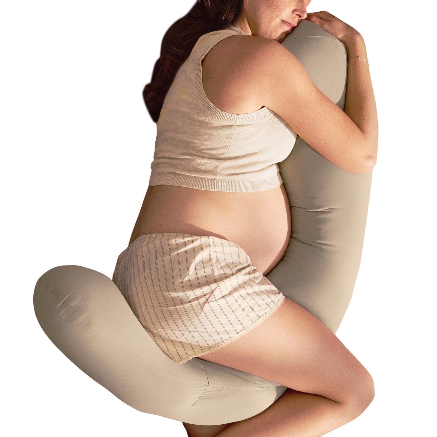 Frida Mom Full Body Support Pregnancy Pillow, Cooling Pregnancy Pillow, Wraps Around for All Over Support, Extended Length to Support from Head to Toe, Easy to Clean, Compact Storage Bag