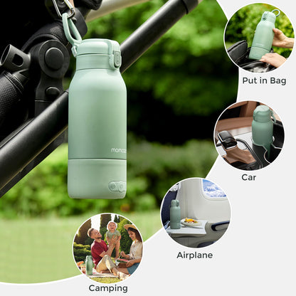 Momcozy Portable Bottle Warmer for Travel, Dual Heating Modes for Breast Milk & Water, Portable Milk Warmer with Fast Heating & Long Battery Life, 17 Ounces Large Capacity to Meet Your All-Day Needs