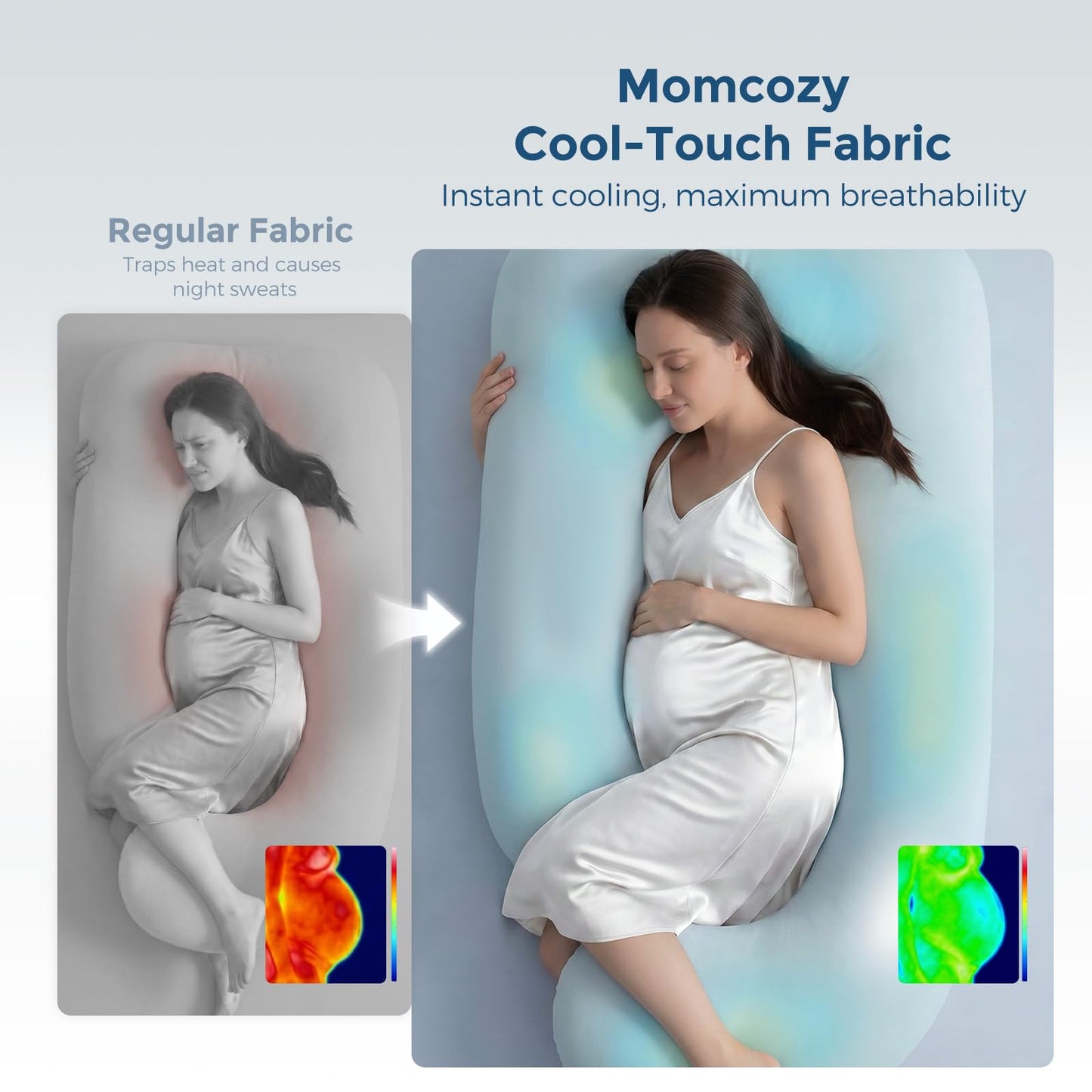Momcozy Pregnancy Pillows, U Shaped Full Body Maternity Pillow with Removable Cover - Support for Back, Legs, Belly, Hips for Pregnant Women, 57 Inch Pregnancy Pillows for Sleeping