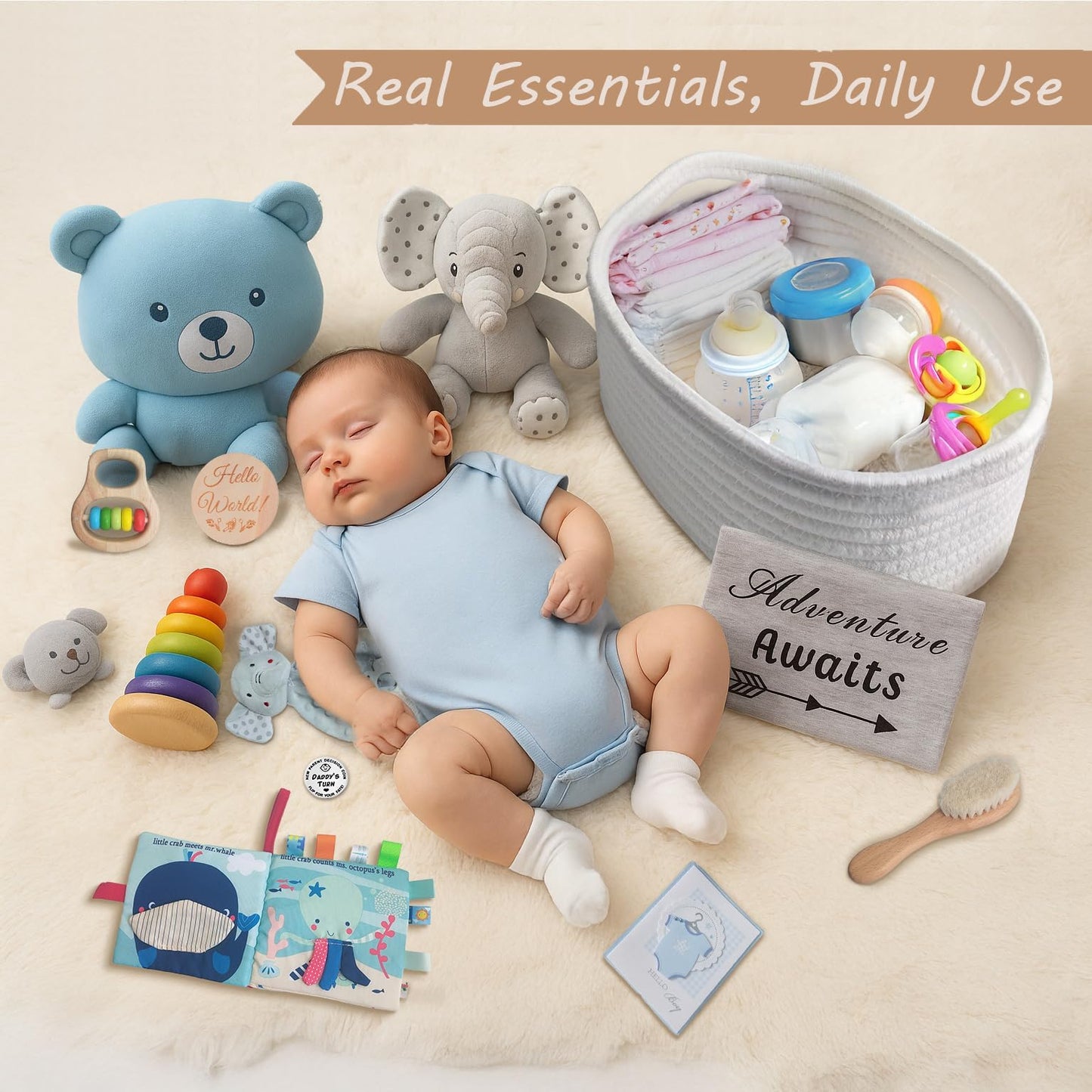 Ultimate Baby Shower Gifts for Girls, Newborn Essentials Must Haves,Large Baby Girl Gift Basket Set Essential Stuff,Gender Reveal Gifts,Rattle Swaddle,Pink,Baby Registry Search,Diaper Caddy Organizer