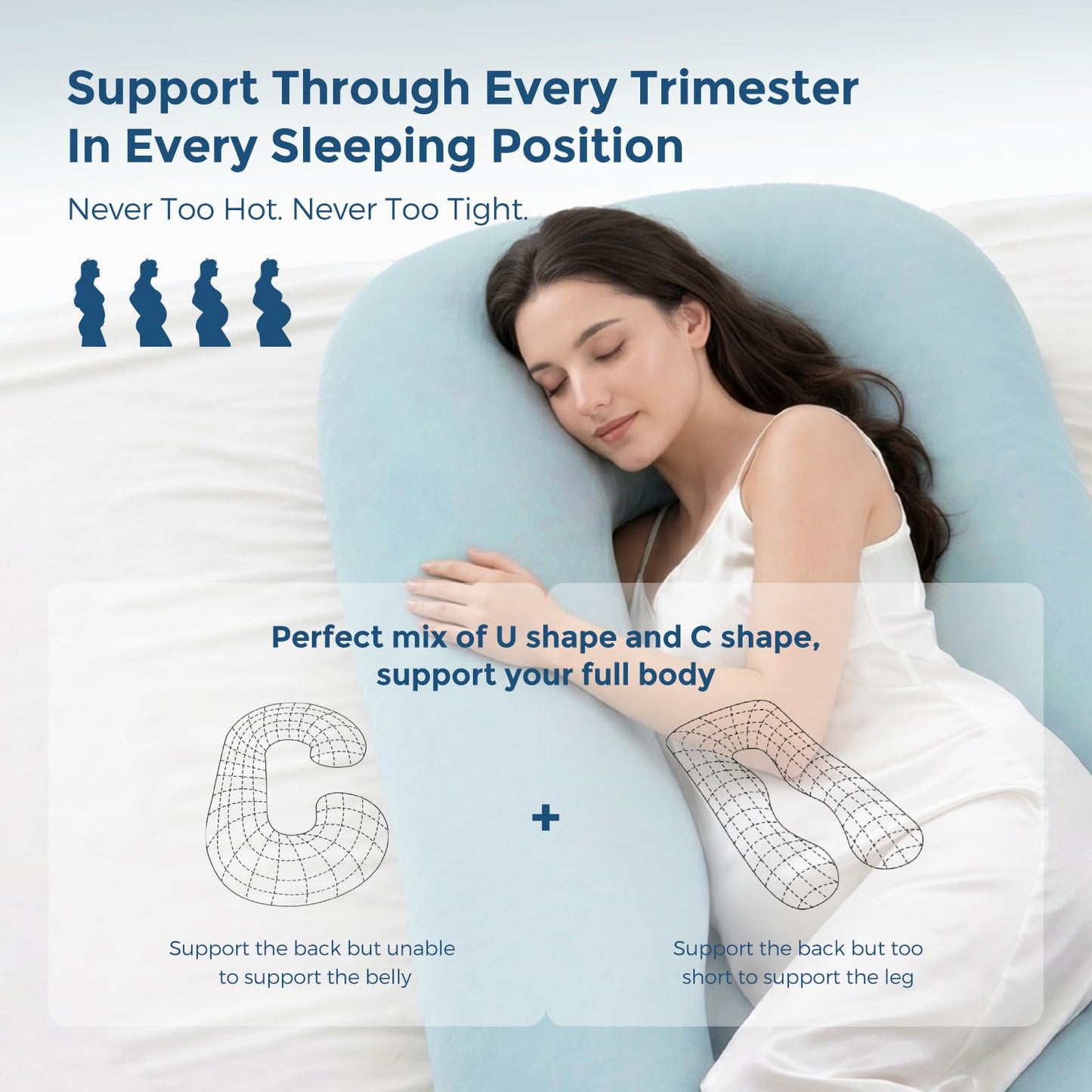 Momcozy Pregnancy Pillows, U Shaped Full Body Maternity Pillow with Removable Cover - Support for Back, Legs, Belly, Hips for Pregnant Women, 57 Inch Pregnancy Pillows for Sleeping