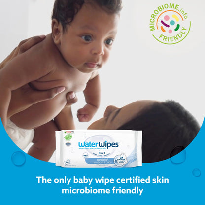 WaterWipes Plastic-Free Original Baby Wipes, 99.9% Water Based Wipes, Unscented & Hypoallergenic for Sensitive Skin