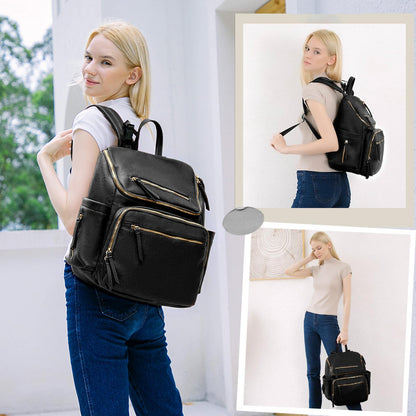 Omanmoli Diaper Bag Backpack Baby Diaper Bag Leather with 17 Diaper Bag Organizing Pouches
