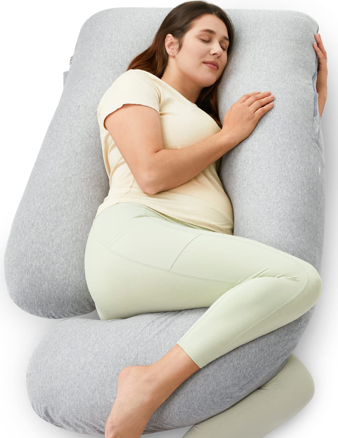 Momcozy Pregnancy Pillows, U Shaped Full Body Maternity Pillow with Removable Cover - Support for Back, Legs, Belly, Hips for Pregnant Women, 57 Inch Pregnancy Pillows for Sleeping