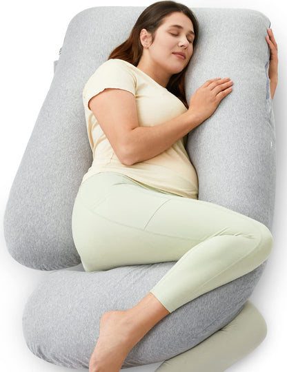 Momcozy Pregnancy Pillows, U Shaped Full Body Maternity Pillow with Removable Cover - Support for Back, Legs, Belly, Hips for Pregnant Women, 57 Inch Pregnancy Pillows for Sleeping