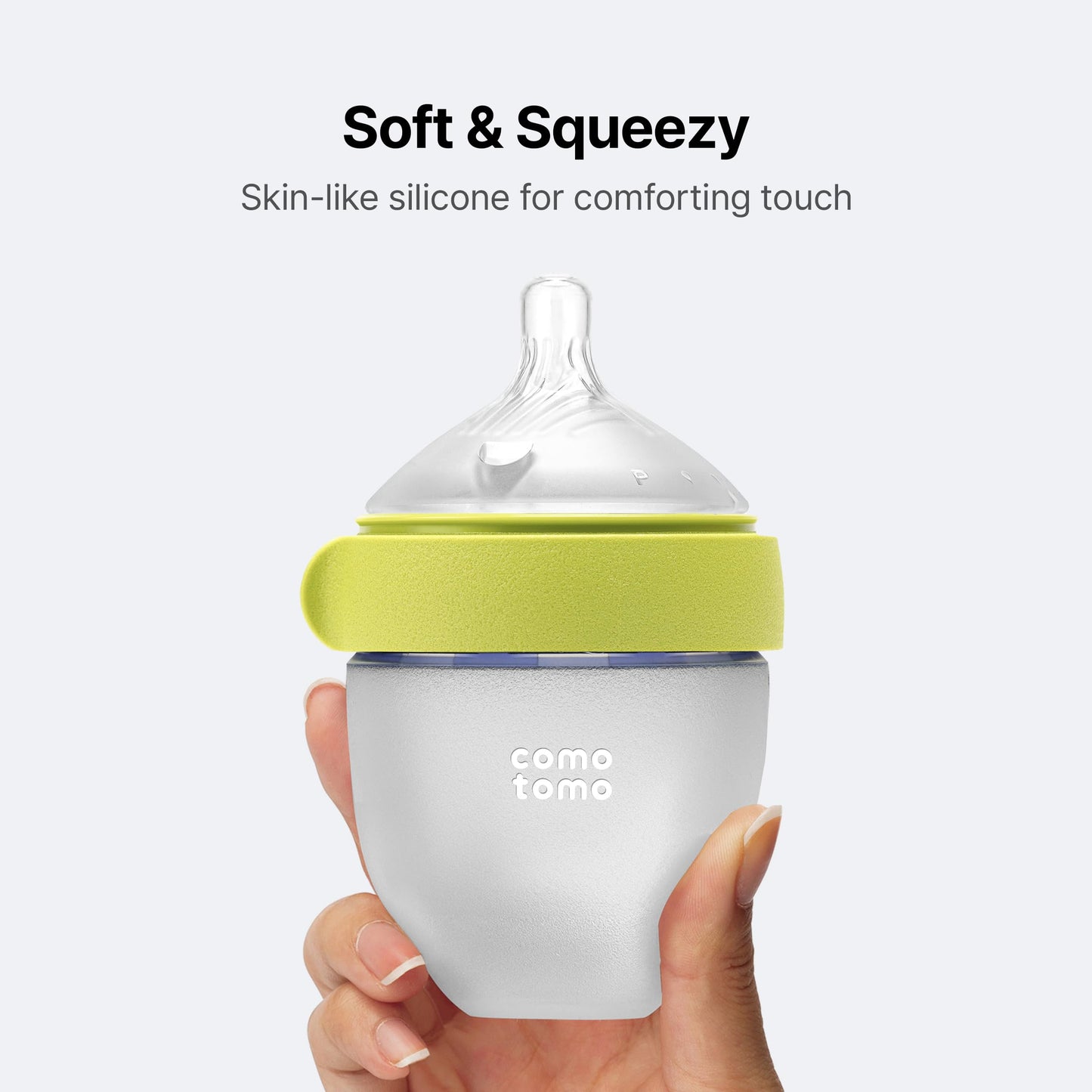 Comotomo Silicone Baby Bottle Gen 2 – 2026 Release (5oz) – True Slow-Flow Nipple for Newborn Feeding (0-3 Months) with Dual Anti Colic Vents for Breast to Bottle Transition
