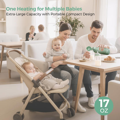 Momcozy Portable Bottle Warmer for Travel, Dual Heating Modes for Breast Milk & Water, Portable Milk Warmer with Fast Heating & Long Battery Life, 17 Ounces Large Capacity to Meet Your All-Day Needs