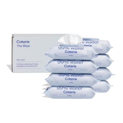 Coterie Baby Wipes for Sensitive Skin, Plant-Based and Plastic-Free Fibers, 99% Water, Hypoallergenic, pH Balanced, Unscented, Clean and Gentle Baby Essentials