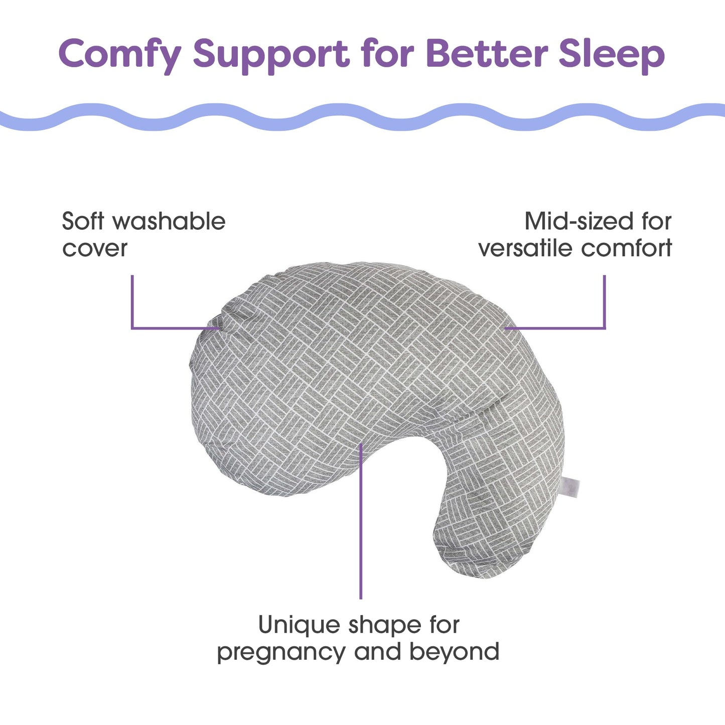 Boppy Cuddle Pregnancy Pillow - Compact Ergonomic Maternity Pillow, Versatile Support, Great Side Sleeper Pillow, Washable, with Cooling Rayon Cover