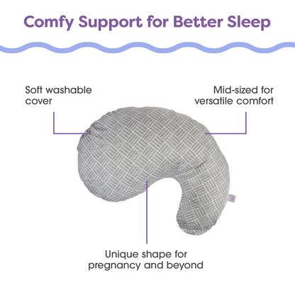 Boppy Cuddle Pregnancy Pillow - Compact Ergonomic Maternity Pillow, Versatile Support, Great Side Sleeper Pillow, Washable, with Cooling Rayon Cover
