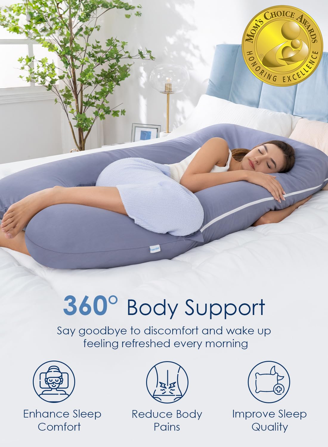 QUEEN ROSE Pregnancy Pillow, U Shaped Full Body Pillows for Sleeping Support, Maternity Pillow for Pregnant Women