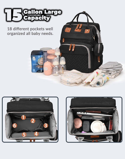 Astro alan Baby Diaper Bags with Changing Station, Waterproof Diaper Bag Backpack for Moms Dads