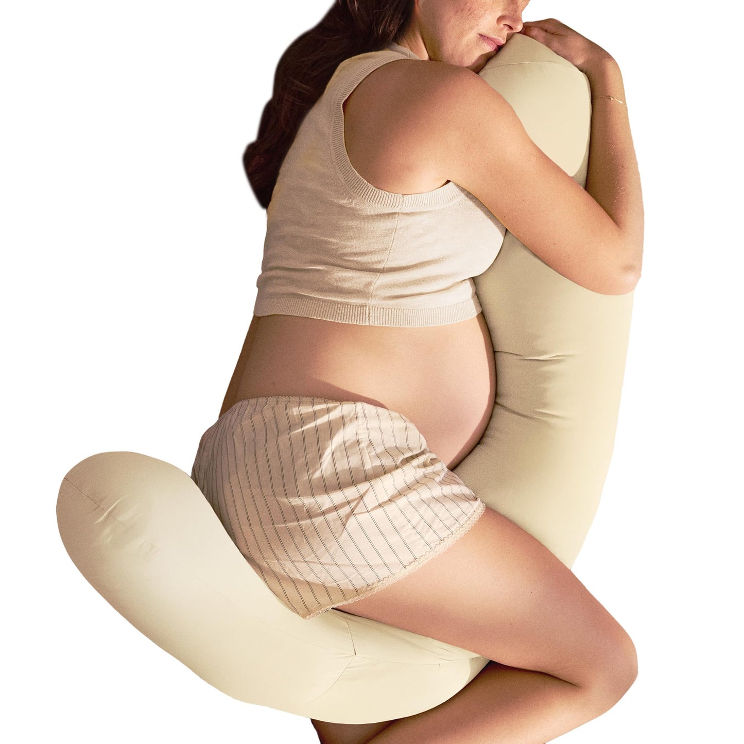 Frida Mom Full Body Support Pregnancy Pillow, Cooling Pregnancy Pillow, Wraps Around for All Over Support, Extended Length to Support from Head to Toe, Easy to Clean, Compact Storage Bag