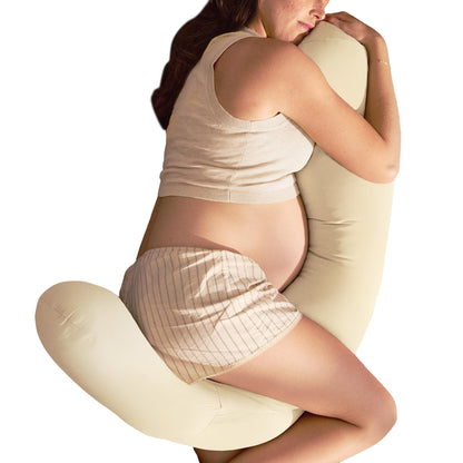 Frida Mom Full Body Support Pregnancy Pillow, Cooling Pregnancy Pillow, Wraps Around for All Over Support, Extended Length to Support from Head to Toe, Easy to Clean, Compact Storage Bag