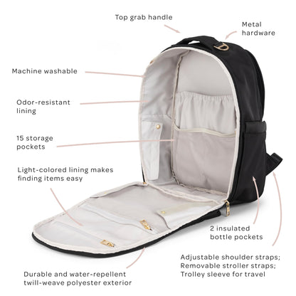 JuJuBe Classic Backpack - Large Diaper Bag with Changing Station, Travel Backpack – Gender-Neutral Baby Diaper Bag Backpack