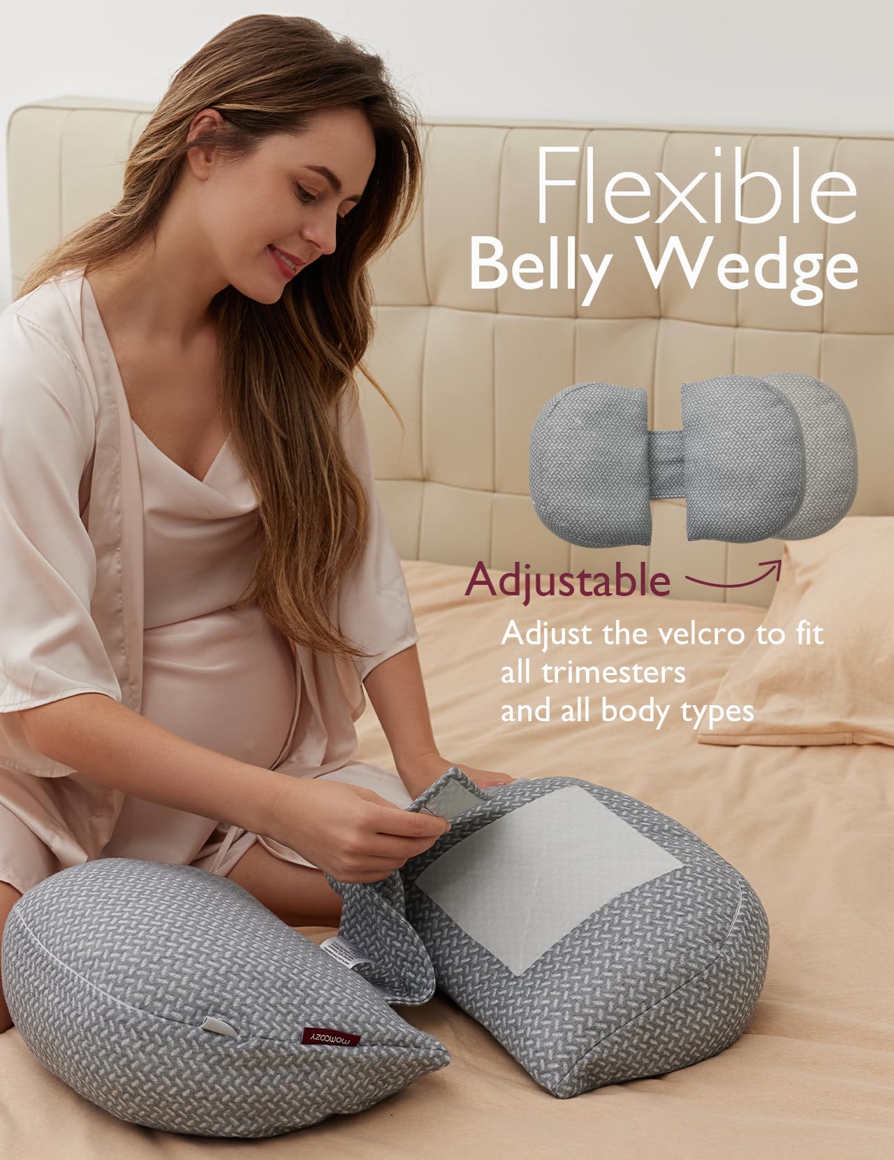 Momcozy Portable Pregnancy Pillow - Adjustable W Shaped Maternity Pillow