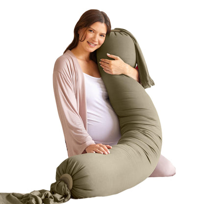bbhugme Adjustable Pregnancy Pillow – Full Body Support for Side Sleeping - Adjustable Firmness and Shape - Supports Back, Legs, Belly, HIPS for Pregnant Women - Removable Cover